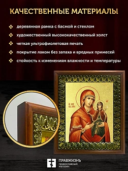 Икона Анна праведная с Пресвятой Богородицей с золочением, деревянная рамка с басмой и стеклом 18х21 Икона Анна праведная с Пресвятой Богородицей с золочением, деревянная рамка с басмой и стеклом 18х21