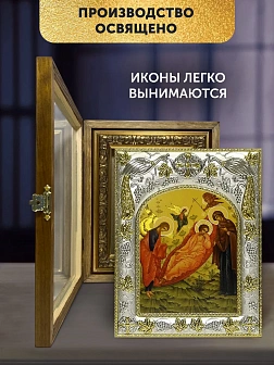 Икона Недреманное Око Божия Матерь в ризе и деревянном киоте, 26х22 см