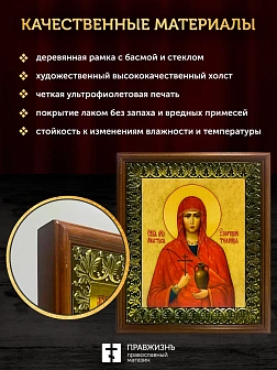 Икона Анастасия Узорешительница великомученица, деревянная рамка с басмой и стеклом 18х21х2,5 см 027 Икона Анастасия Узорешительница великомученица, деревянная рамка с басмой и стеклом 18х21х2,5 см 027