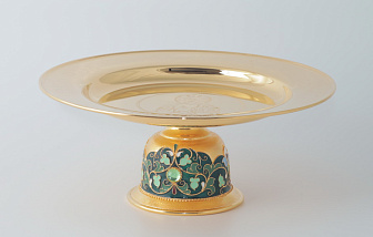 Дискос с поддискосником / ф220мм-рюмочка 0, 5л / филигрань, эмаль / золочение