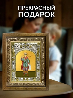 Икона Соломон Царь в ризе и деревянном киоте, 26х22 см Икона Соломон Царь в ризе и деревянном киоте, 26х22 см