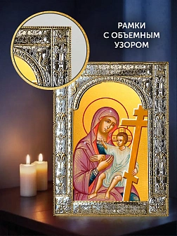 Икона Новоникитская Божия Матерь в ризе и деревянном киоте, 33х27 см