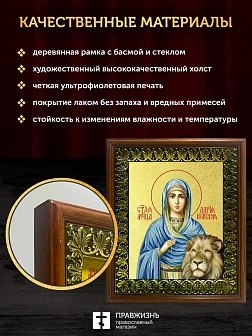 Икона Дария Римская мученица с золочением, деревянная рамка с басмой и стеклом 18х21х2,5 см 063