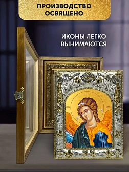 Икона Архангел Гавриил в ризе и деревянном киоте, 26х22 см