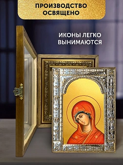 Икона Огневидная Божия Матерь в ризе и деревянном киоте, 33х27 см