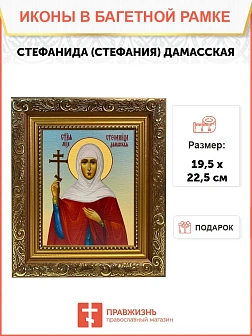 Икона Стефанида Стефания мученица, широкая рамка 19,5х22,5х2 см 202
