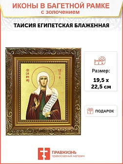 Икона "Таисия Египетская", св. блж., с золочением поталью, 10Т1-УЛ