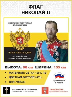 Флаг 254 Николай II Невозможно христианам иметь Церковь но не иметь Царя триколор 90х135 материал се