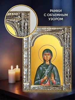 Икона Антонина Никейская в ризе и деревянном киоте, 33х27 см