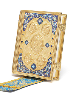 Евангелие 360*240 напрестольное №9 крышки золочение эмаль камни (с закладкой)