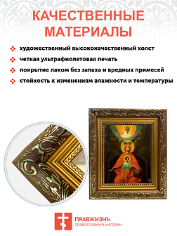 Икона Божией Матери Державная с золочением, широкая рамка 19,5х22,5х2 см
