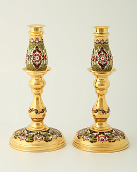 Подсвечник большой №1 / 2 свечи / роспись / золочение