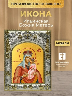 Икона Ильинская Божия Матерь в ризе, 18х14 см