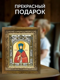Икона Таисия Египетская в ризе и деревянном киоте, 26х22 см