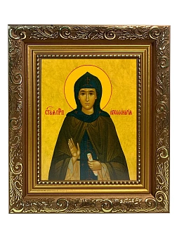 Икона Аполлинария преподобная, широкая рамка 19,5х22,5х2 см 031