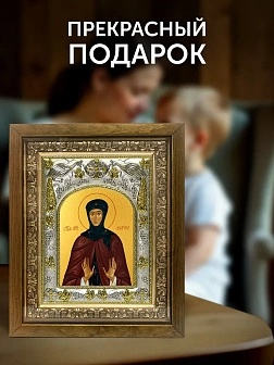 Икона Марина Берийская в ризе и деревянном киоте, 26х22 см