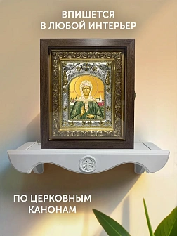 Икона Матрона Московская в ризе и киоте под дерево, 27х23 см