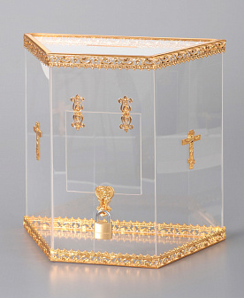 Кружка для пожертвований из оргстекла №4 золочение