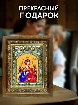 Икона Ангел Хранитель в ризе и деревянном киоте, 26х22 см