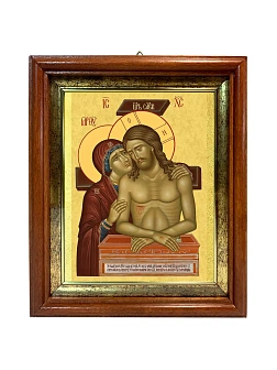 Икона Спаситель и Богородица Не рыдай Мене Мати в киоте 18х21х4 см 1223