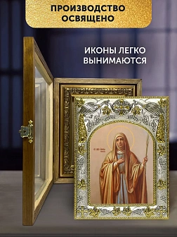 Икона Анфия Римская в ризе и деревянном киоте, 26х22 см