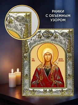 Икона Виктория Кордувийская в ризе и деревянном киоте, 26х22 см