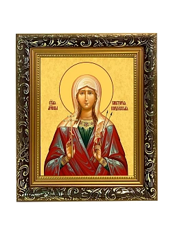Икона Виктория Кордубская мученица, узкая рамка 17,5х20,5х2 см 310