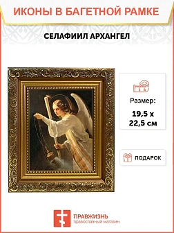 Икона Селафиил Архангел, широкая рамка 19,5х22,5х2 см 1225