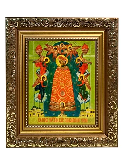 Икона Божией Матери Прибавление ума, широкая рамка 19,5х22,5х2 см 122