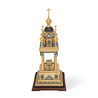 Дарохранительница ювелирная большая эмаль, финифть / золочение