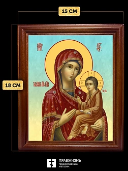 Икона Божией Матери Тихвинская, деревянная рамка со стеклом 15х18х2 см 150