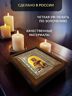 Икона Феодора Цареградская в ризе и деревянном киоте, 33х27 см