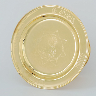 Дискос с поддискосником / ф240мм-потир 1, 0л "№15" / гальванопластика, ручная гравировка / золочение