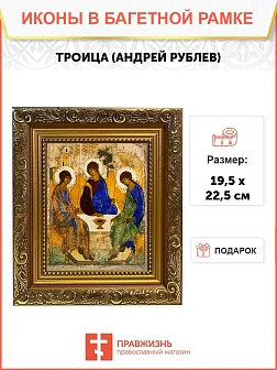 Икона Троица Андрея Рублева, широкая рамка 19,5х22,5х2 см 164