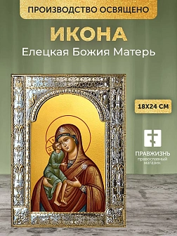 Икона Елецкая Божия Матерь в ризе, 18x24 см