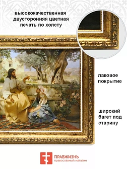 Картина на холсте в раме Христос у Марфы и Марии 25х35,5