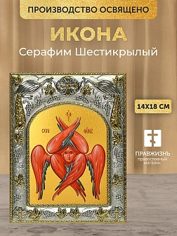 Икона Серафим Шестикрылый в ризе, 18х14 см