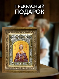 Икона Галина Коринфская в ризе и деревянном киоте, 26х22 см