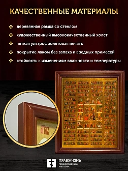 Икона Собор Всех Святых с золочением, деревянная рамка со стеклом 15х18х2 см 1233