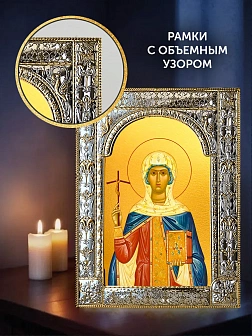 Икона Нина Просветительница Грузии в ризе и деревянном киоте, 33х27 см