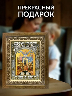 Икона Непроходимая Дверь Божия Матерь в ризе и деревянном киоте, 26х22 см