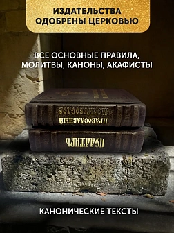 Подарочный набор книг в кожаном переплете: Молитвослов малый 06.05 и Псалтирь 08.03 цвет темно-корич