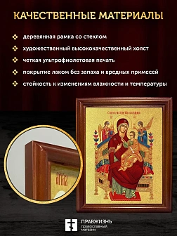 Икона Божией Матери Всецарица с золочением, деревянная рамка со стеклом 15х18х2 см 054