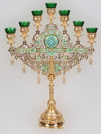 Семисвечник напрестольный золочение эмаль камни Семисвечник напрестольный золочение эмаль камни