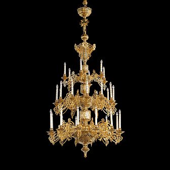 Паникадило 3 яруса 30 свечей алюминий золочение