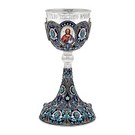 Потир 0.5л 4-финифти, филигрань, эмаль, роспись колос №1 / серебрение с чернением / серебряный стакан (УИН)