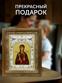 Икона Параскева Пятница в ризе и деревянном киоте, 26х22 см