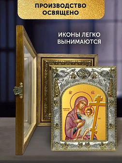 Икона Новоникитская Божия Матерь в ризе и деревянном киоте, 26х22 см