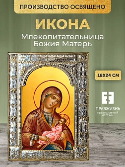 Икона Млекопитательница Божия Матерь в ризе, 18x24 см Икона Млекопитательница Божия Матерь в ризе, 18x24 см