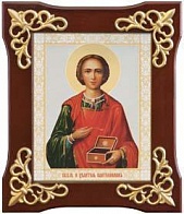 Икона ПАНТЕЛЕИМОН Целитель, Великомученик (ДЕРЕВЯННАЯ РАМКА)
